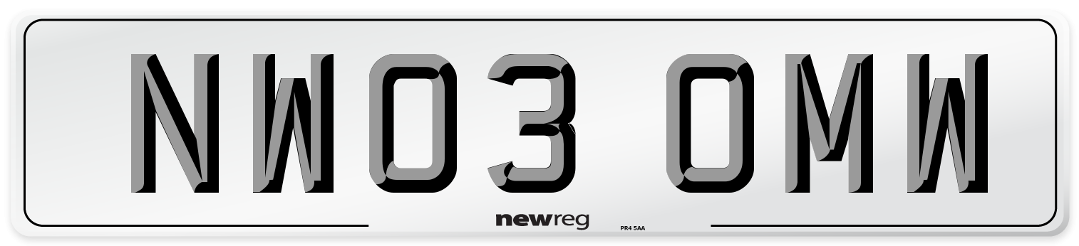 NW03 OMW Number Plate from New Reg